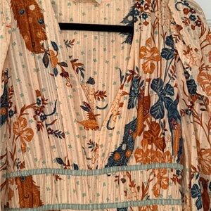 Ulla Johnson Peach and Green Patterned Dress